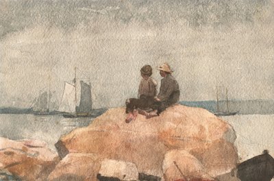 Two Boys Watching Schooners by Winslow Homer